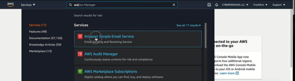 AWS dashboard