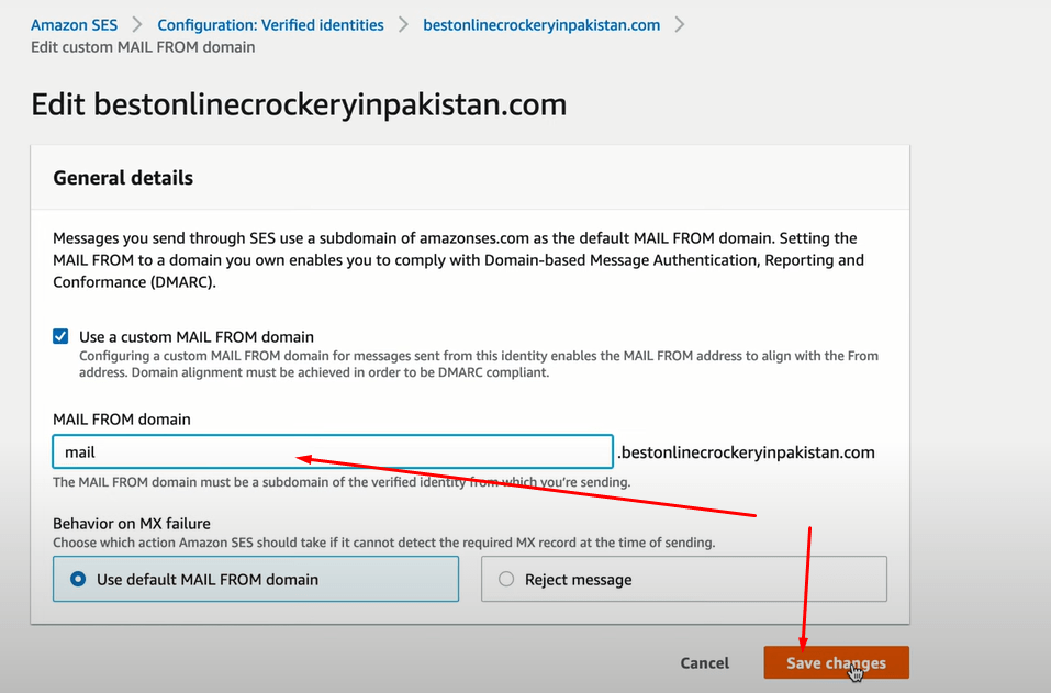 Mail domain aws