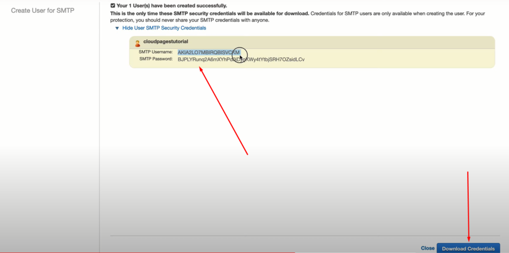 Download AWS SMTP