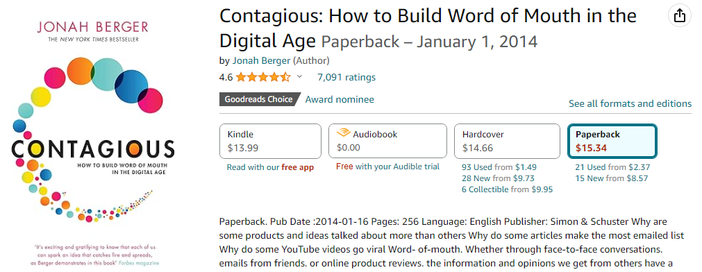 "Contagious: How to Build Word of Mouth in the Digital Age